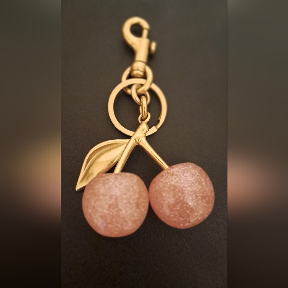 Gold Cherry Keychain charm NWOT